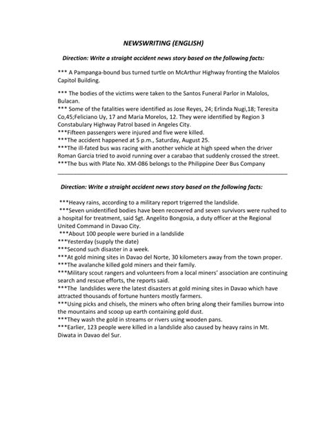 fact sheet news writing filipino|News Writing Filipino .
